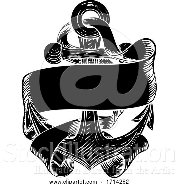 Vector Illustration of Anchor from Boat or Ship Tattoo Drawing