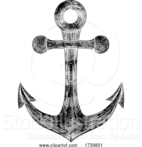 Vector Illustration of Anchor from Boat or Ship Tattoo Drawing