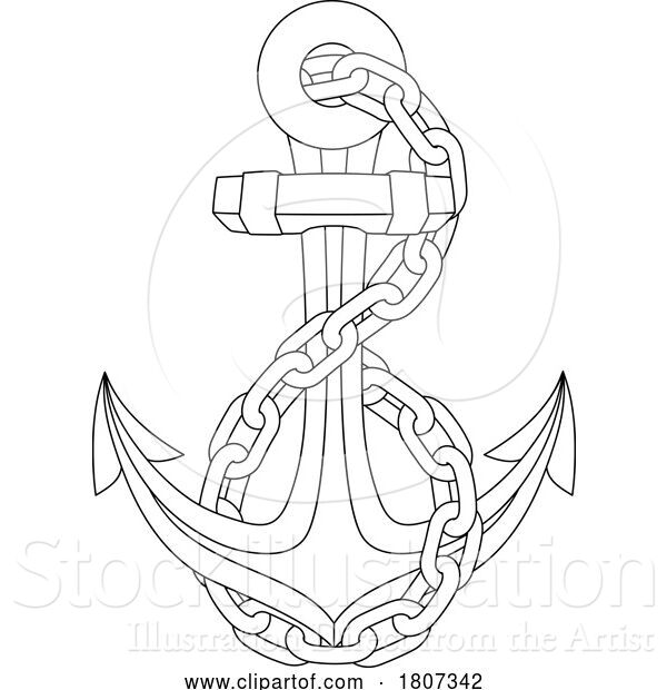 Vector Illustration of Anchor Ship Boat Chain Nautical Illustration