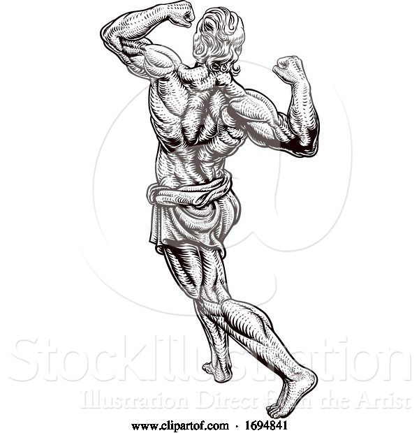 Vector Illustration of Ancient Greek or Roman Strong Guy