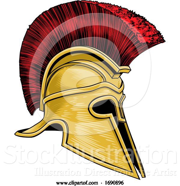 Vector Illustration of Ancient Greek Spartan Gladiator Warrior Helmet