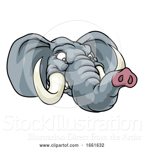Vector Illustration of Angry Elephant Animal Sports Mascot