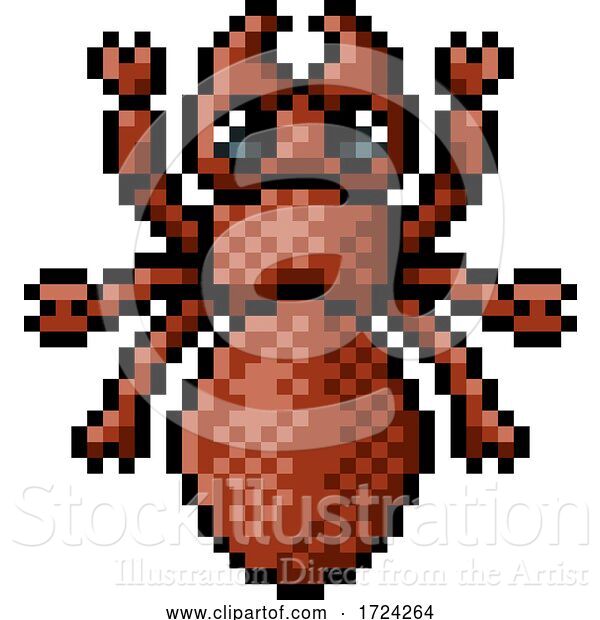 Vector Illustration of Ant Bug Insect Pixel Art Video Game 8 Bit Icon