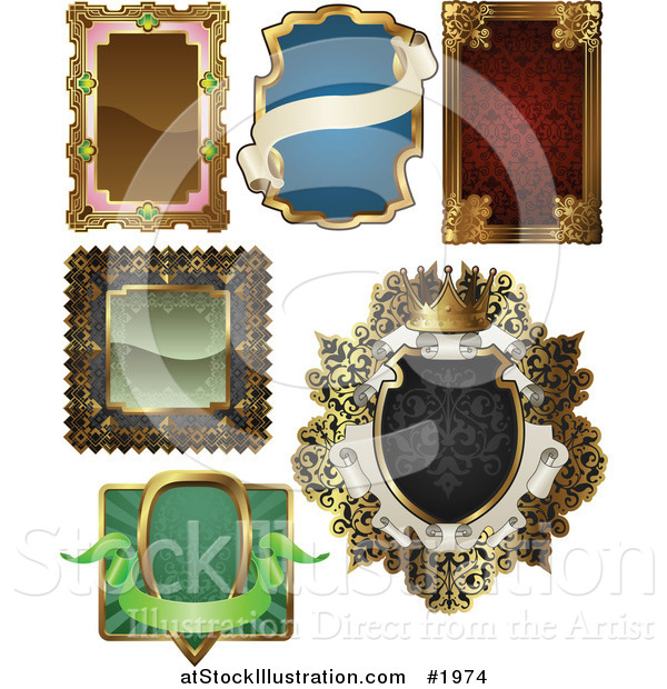 Vector Illustration of Antique and Retro Styled Ornate Frame Designs