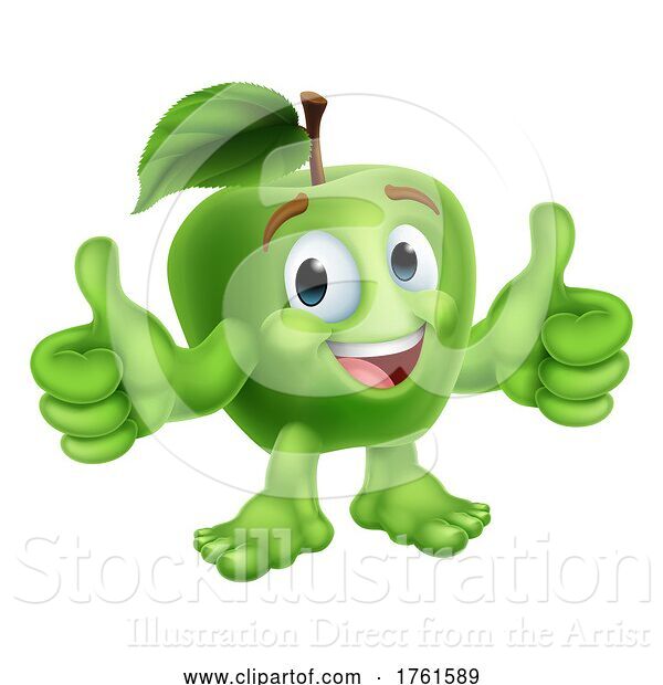 Vector Illustration of Apple Fruit Emoticon Emoji Mascot Icon