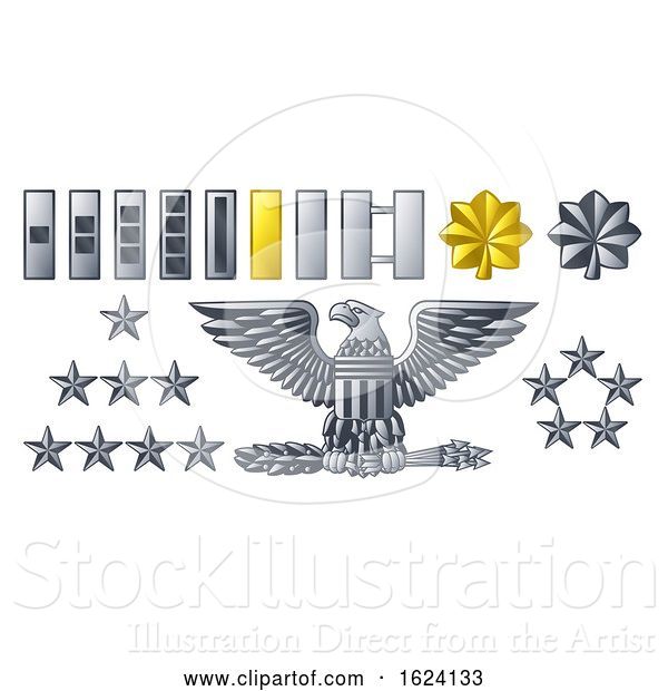 Vector Illustration of Army Military Officer Insignia Ranks