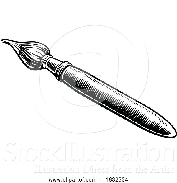 Vector Illustration of Artists Paintbrush Vintage Woodcut Engraved Style