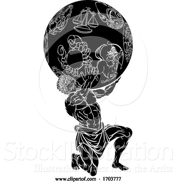 Vector Illustration of Atlas Titan Strength Greek Mythology