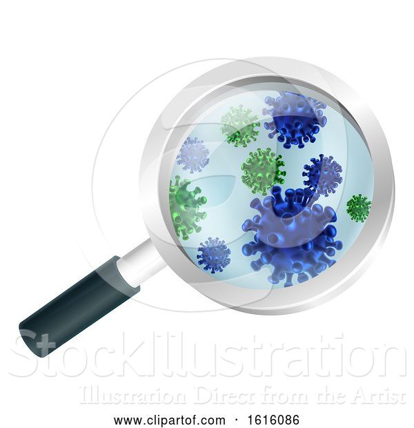 Vector Illustration of Bacteria or Virus Under a Magnifying Glass