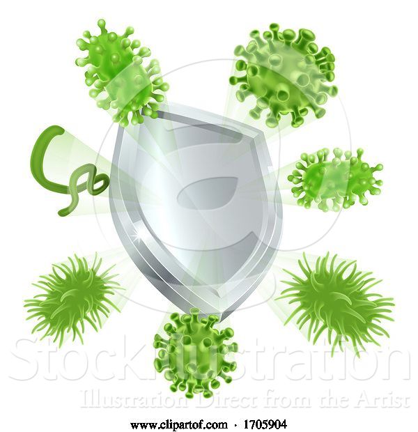 Vector Illustration of Bacteria Virus Shield Cells Medical Concept
