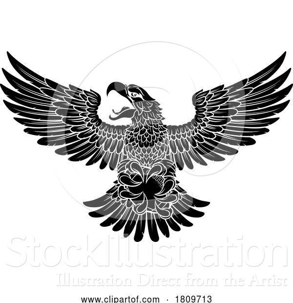 Vector Illustration of Bald Eagle Hawk Flying American Football Mascot