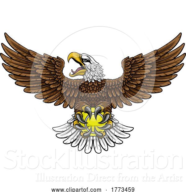 Vector Illustration of Bald Eagle Hawk Flying Tennis Ball Claw Mascot