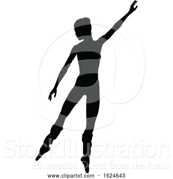 Vector Illustration of Ballet Dancer Dancing Silhouette