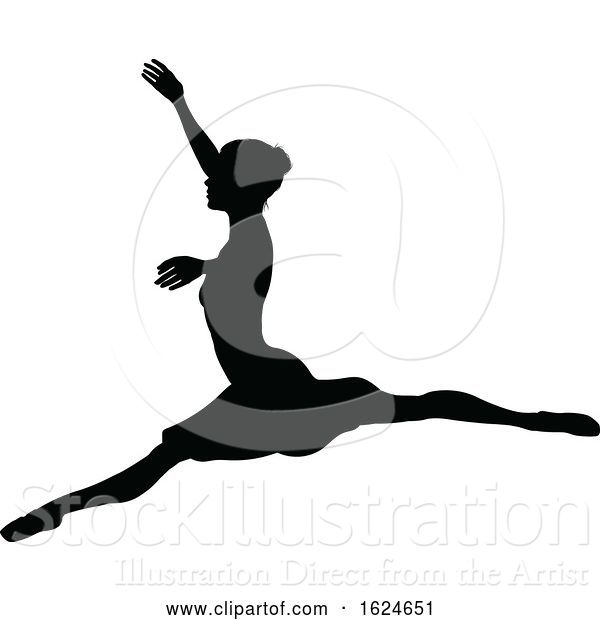 Vector Illustration of Ballet Dancer Dancing Silhouette