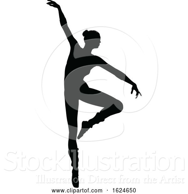 Vector Illustration of Ballet Dancer Dancing Silhouette