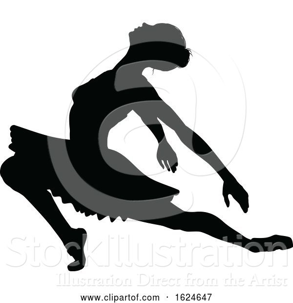Vector Illustration of Ballet Dancer Dancing Silhouette