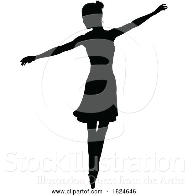 Vector Illustration of Ballet Dancer Dancing Silhouette