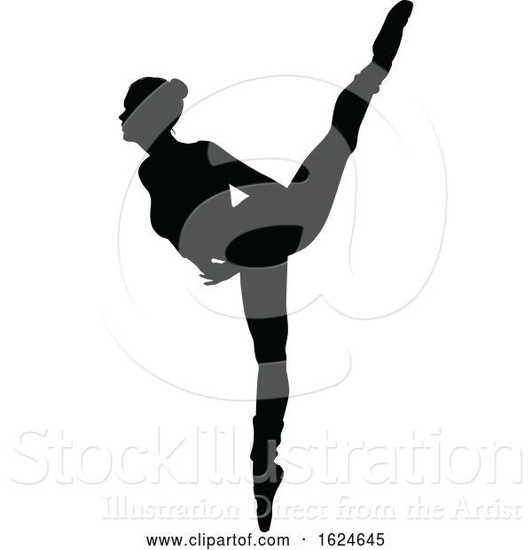 Vector Illustration of Ballet Dancer Dancing Silhouette