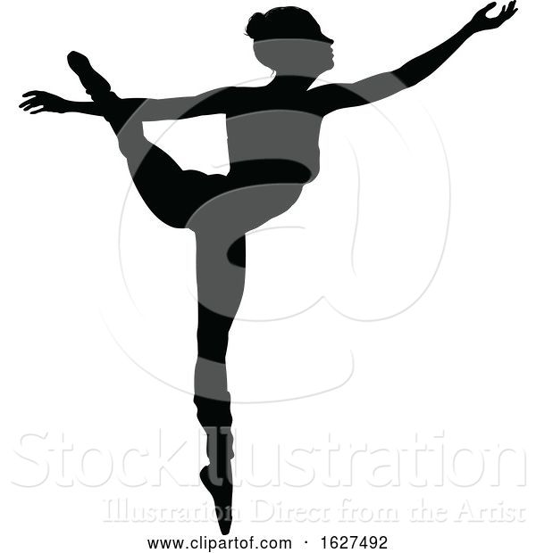 Vector Illustration of Ballet Dancer Dancing Silhouette