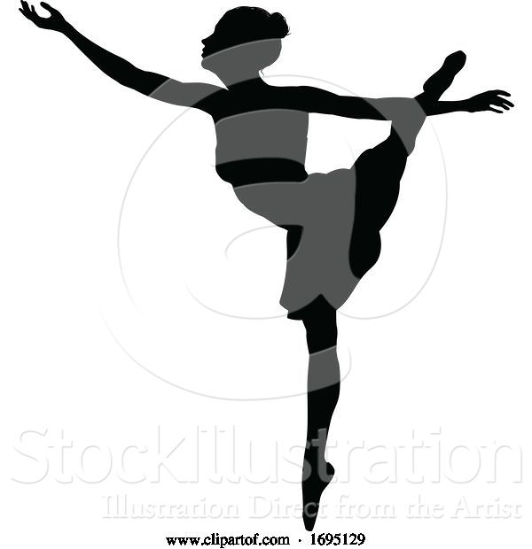 Vector Illustration of Ballet Dancer Dancing Silhouette