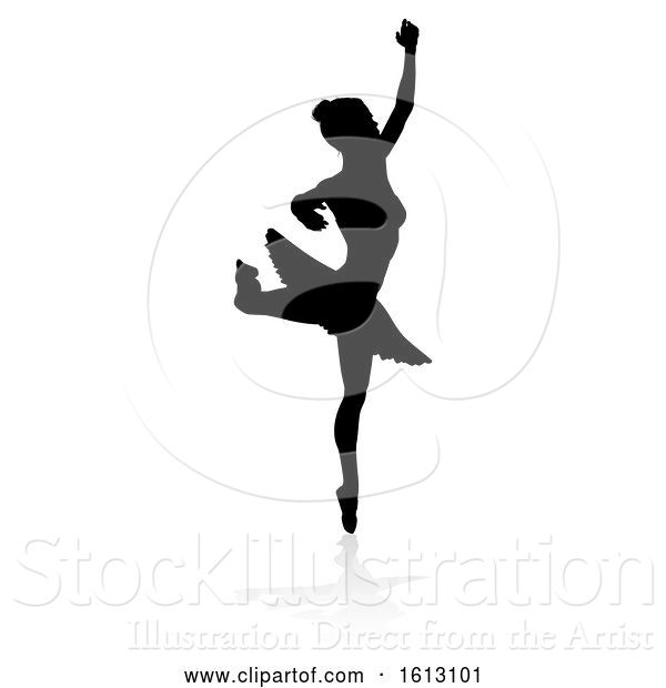 Vector Illustration of Ballet Dancer Silhouette, on a White Background