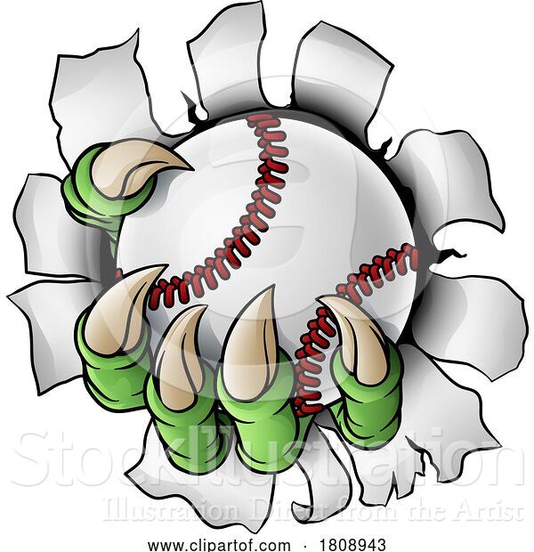 Vector Illustration of Baseball Ball Claw Monster Animal Hand
