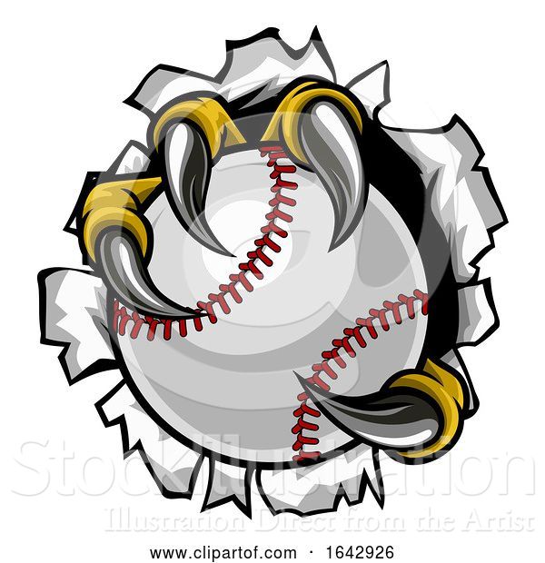 Vector Illustration of Baseball Ball Eagle Claw Talons Ripping Background