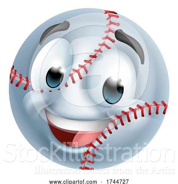 Vector Illustration of Baseball Ball Emoticon Face Emoji Icon