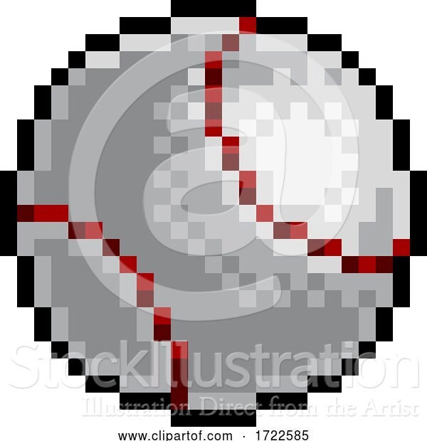 Vector Illustration of Baseball Ball Pixel Art Eight Bit Sports Game Icon