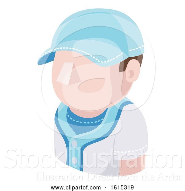 Vector Illustration of Baseball Guy Avatar People Icon