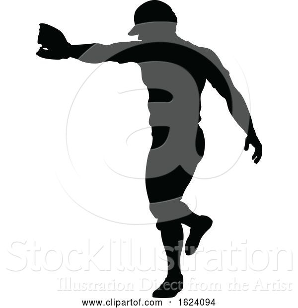 Vector Illustration of Baseball Player Silhouette