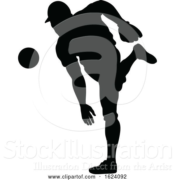 Vector Illustration of Baseball Player Silhouette