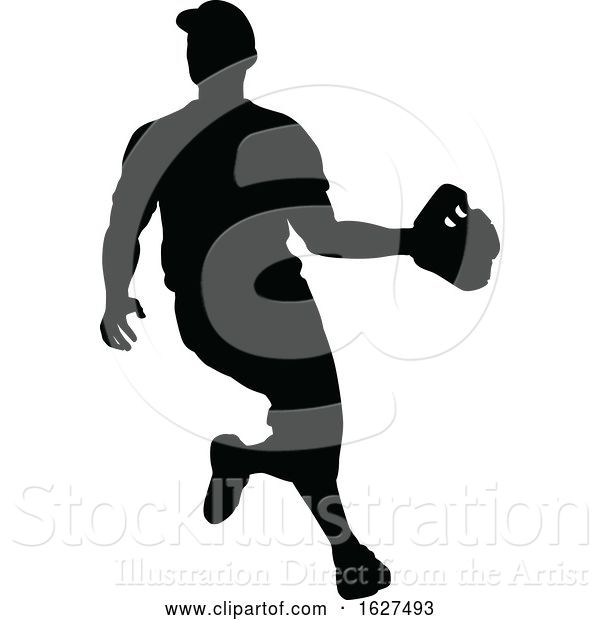 Vector Illustration of Baseball Player Silhouette