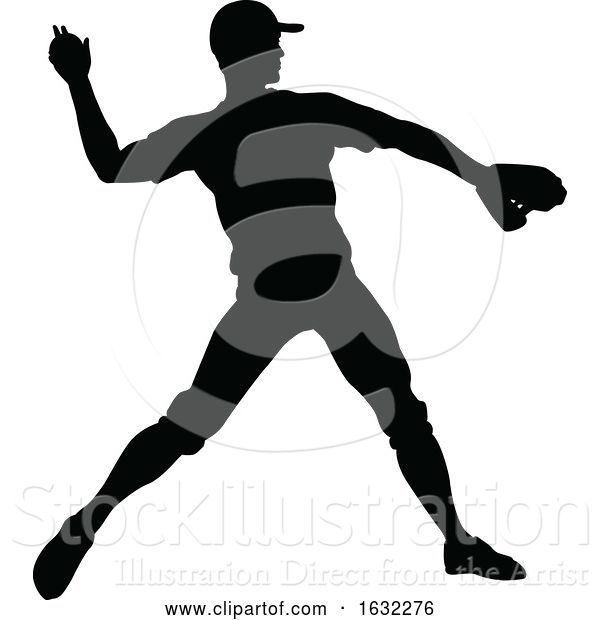 Vector Illustration of Baseball Player Silhouette