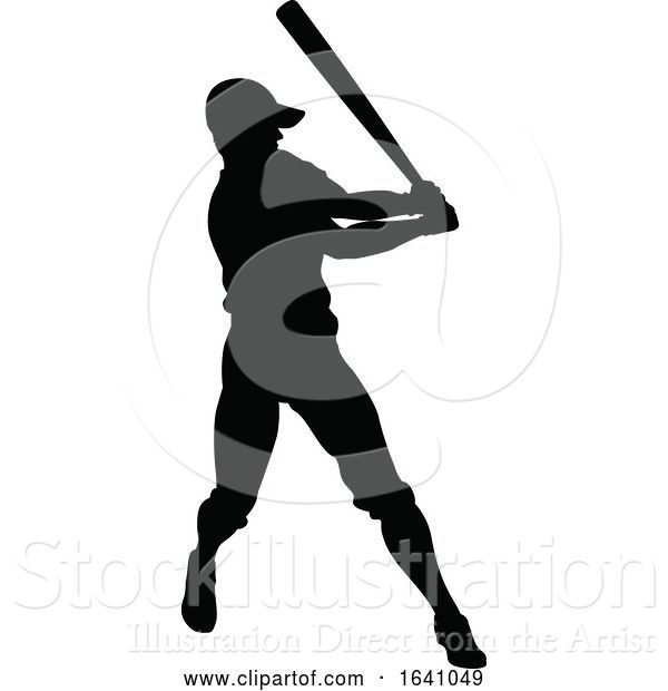 Vector Illustration of Baseball Player Silhouette