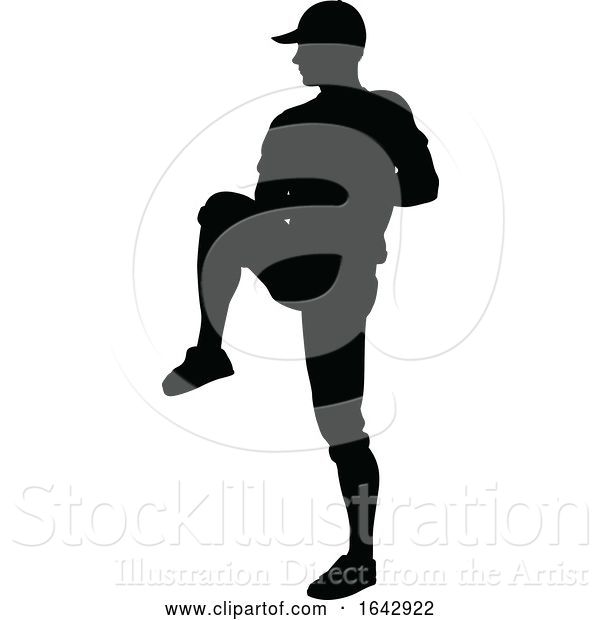 Vector Illustration of Baseball Player Silhouette