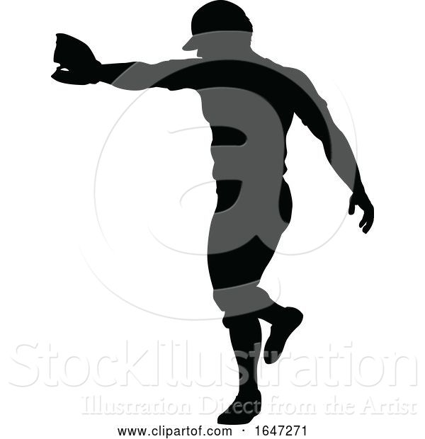 Vector Illustration of Baseball Player Silhouette