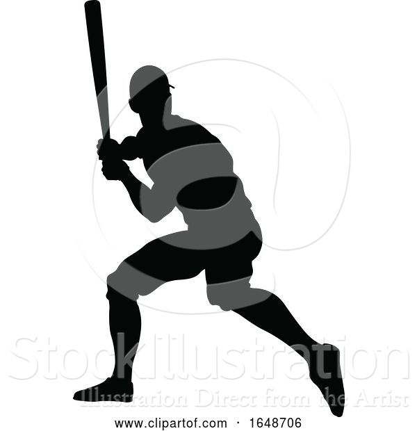 Vector Illustration of Baseball Player Silhouette