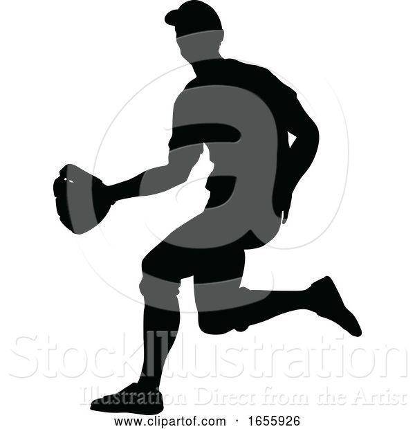 Vector Illustration of Baseball Player Silhouette