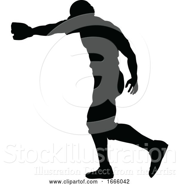 Vector Illustration of Baseball Player Silhouette