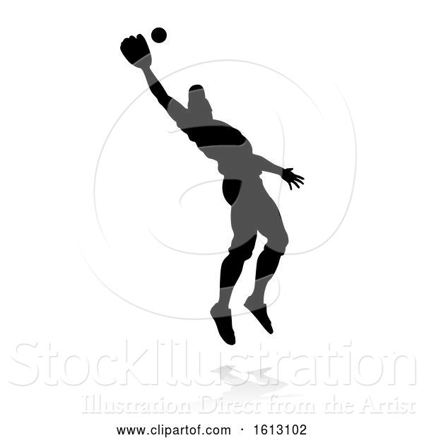 Vector Illustration of Baseball Player Silhouette, on a White Background