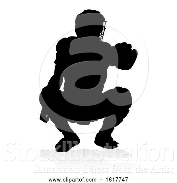 Vector Illustration of Baseball Player Silhouette, on a White Background
