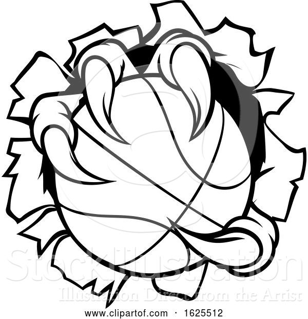 Vector Illustration of Basketball Ball Eagle Claw Ripping Background