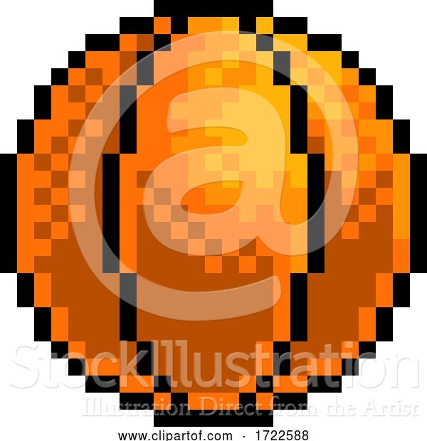 Vector Illustration of Basketball Ball Pixel Art Sports Game Icon