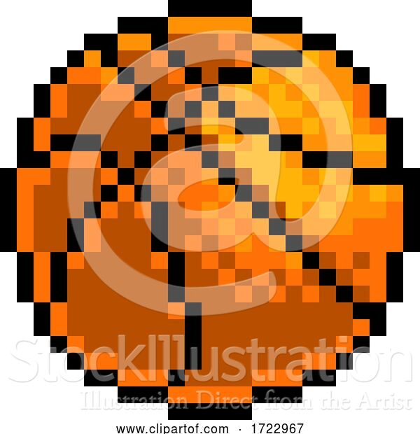 Vector Illustration of Basketball Ball Pixel Art Sports Game Icon