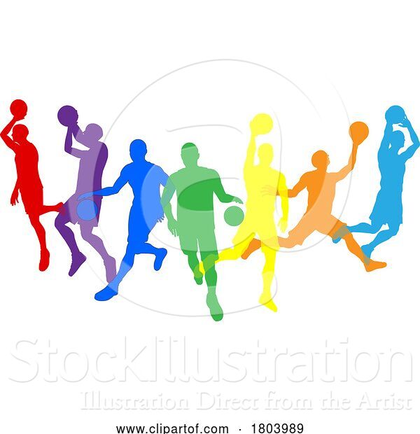 Vector Illustration of Basketball Silhouette Players Player Silhouettes