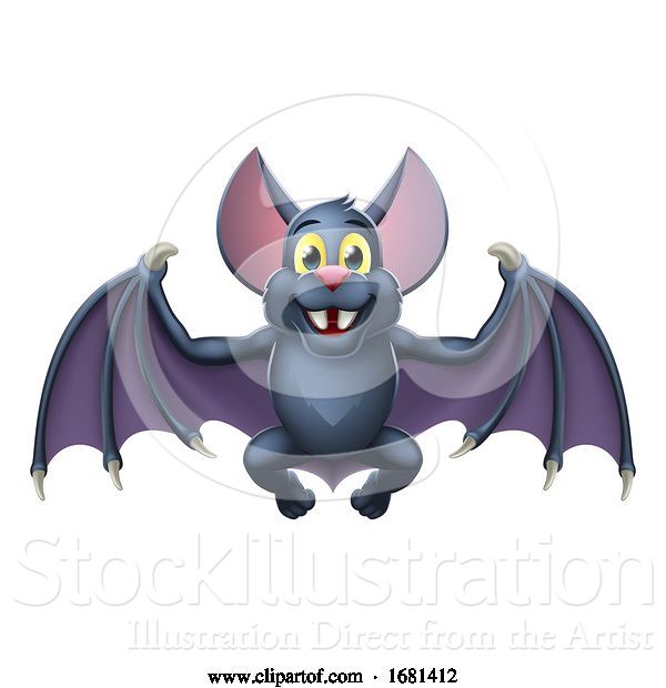 Vector Illustration of Bat Cute Halloween Vampire Animal
