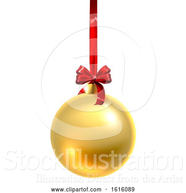 Vector Illustration of Bauble Christmas Ball Glass Ornament Gold