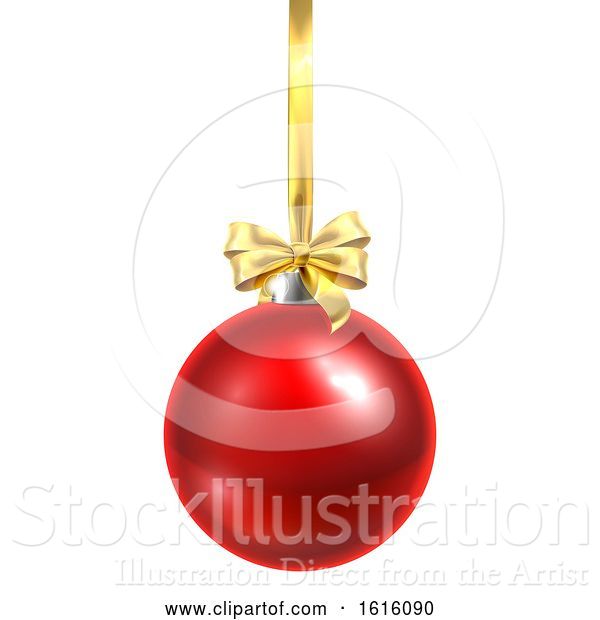 Vector Illustration of Bauble Christmas Ball Glass Ornament Red