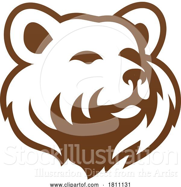 Vector Illustration of Bear Grizzly Animal Design Icon Mascot Head Sign